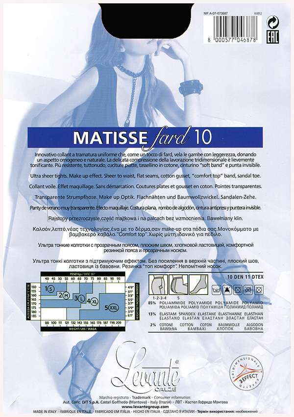 Ультратонкие женские коготки без шортиков LEVANTE Matisse 10 FARD